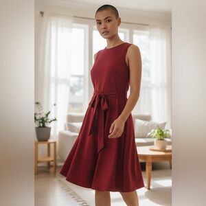 Chic Sleeveless Midi Dress in Vibrant Red